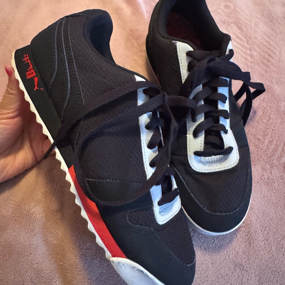 Puma Black Sneakers with Red and White Details